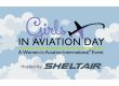 illustration of some clouds in the sky with the words "Girls in Aviation Day, a women in aviation even, hosted by Sheltair" also on the graphic.